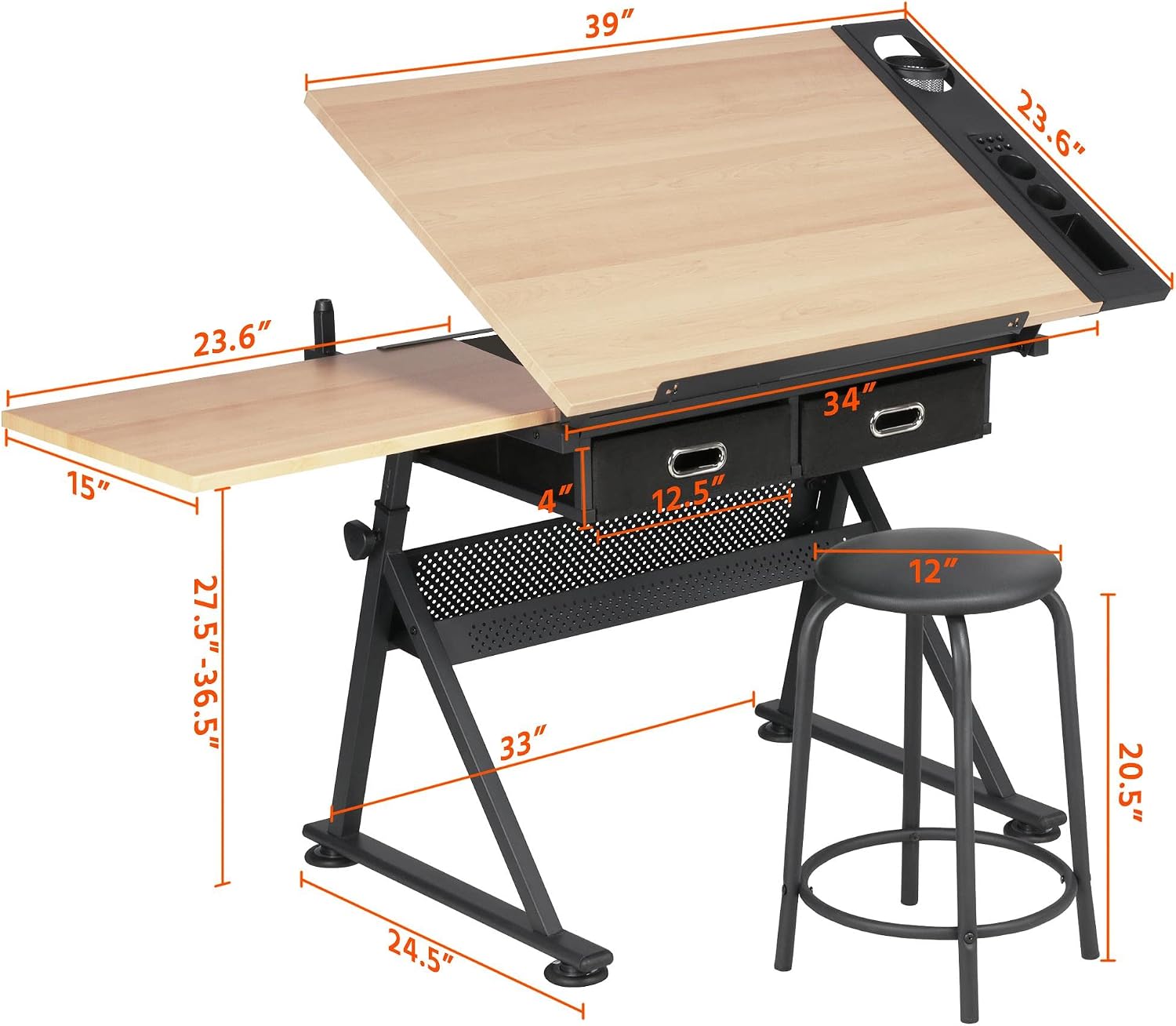 Regulowany stół kreślarski z p – Office Stool recenzja i cena